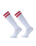 White Black Stripes Football Soccer Socks For Men Teenages Kids Boys Over the Calf Baseball Rugby Athletic Socks Women Girls