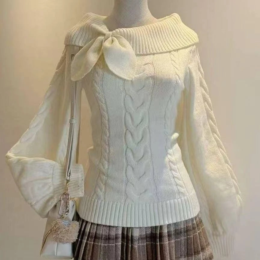 Preppy Style Sweet Knitted Sweater 2000s Aesthetic Gyaru Chic Korean Y2k Jumper Sweater Long Sleeve Coquette Knitwears