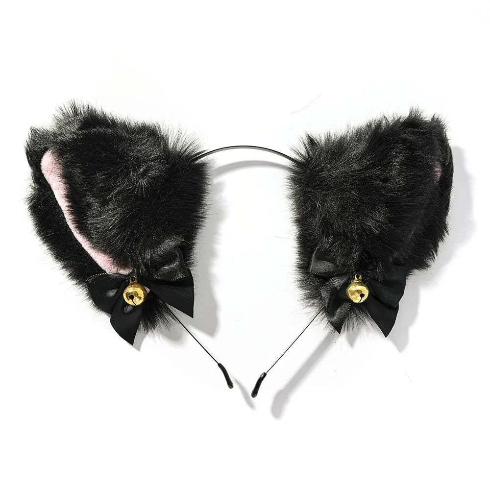 Lolita Cat Ear Paw Gloves Hairband Dance Prom Halloween Cat Ears Headwear Cosplay Cat Ear Anime Party Costume Bell Headwear High