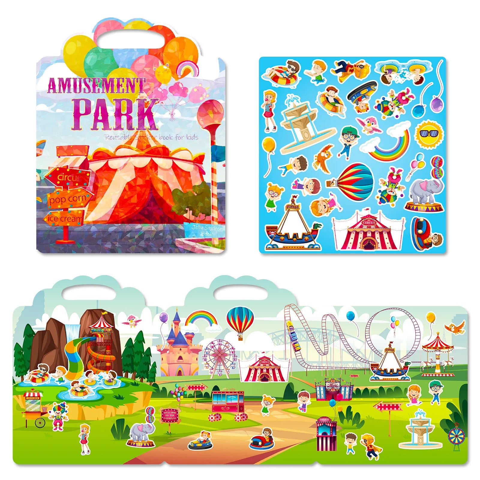 Hot New Children Scene Stickers DIY Hand-on Puzzle Sticker Books Reusable Cartoon Animal Learning Cognition Toys for Kids Gift