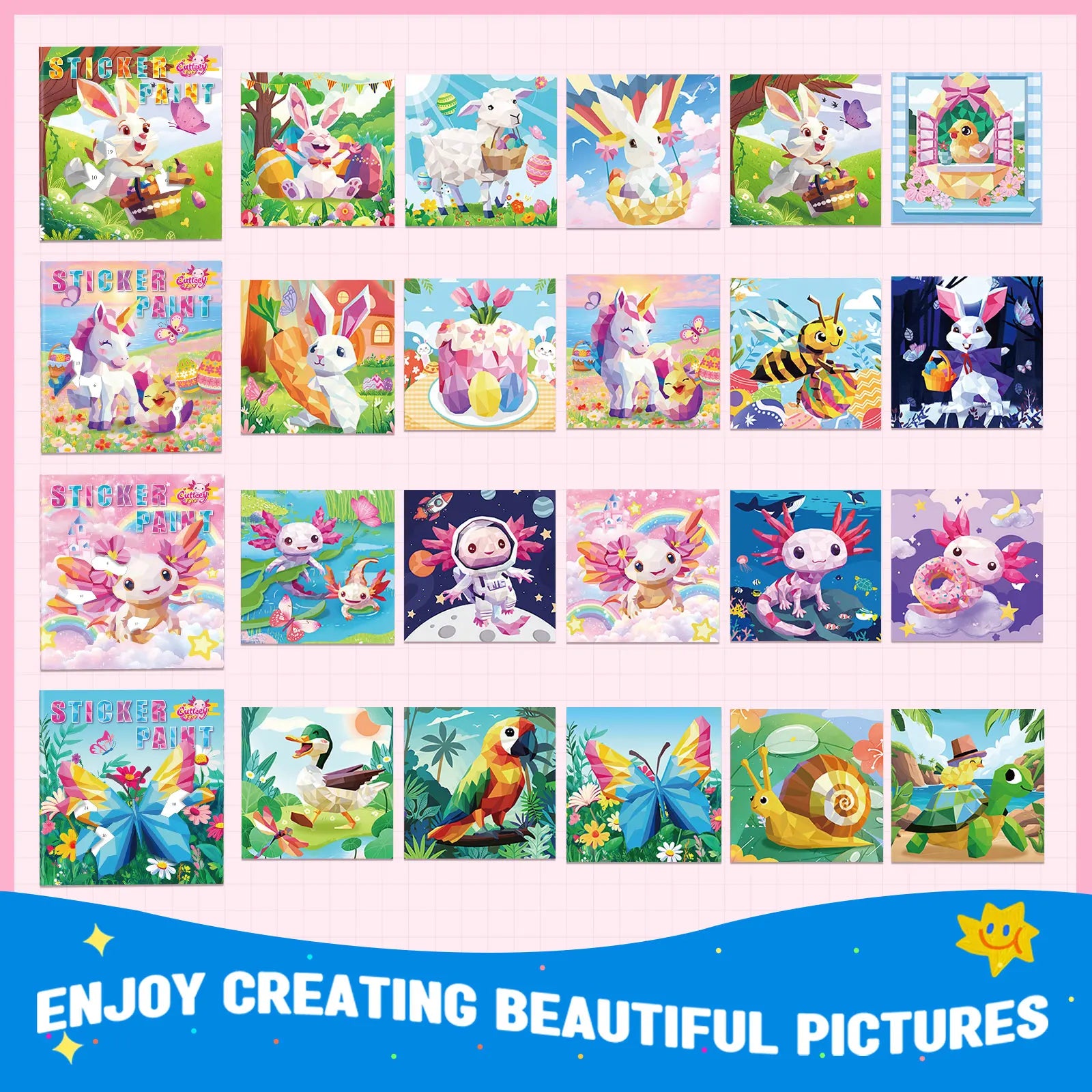 1/2PCS CutteeyFyry Sticker Book By Number Unicorn Stickers Paint Book For Kids Paint by Number Sticker Book Keep Kids Busy