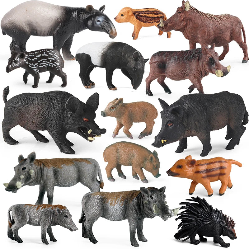 Oenux Wild Boar Tapirus Indicus Porcupine Animals Simulation Model Action Figures Figurine Educational Collection Kids Toy Gift