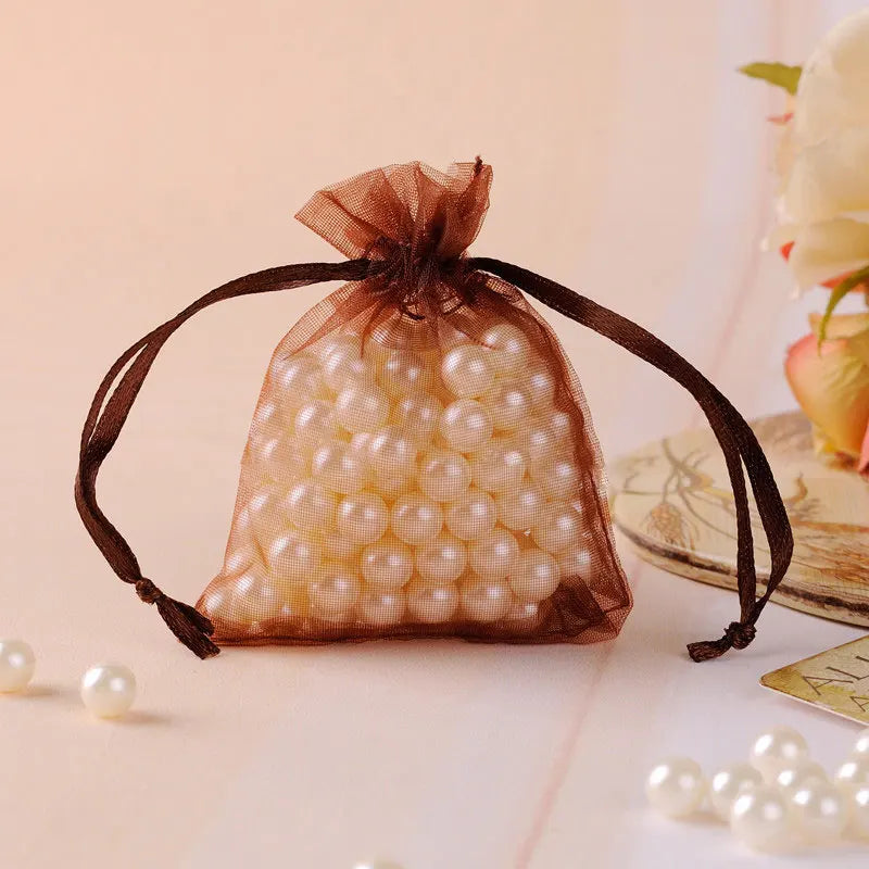 100pcs 7x9cm 10x12cm Colorful Organza Bag Packing Bag Sachet Organza Gift Bags For Jewelry Wedding Party Decor Drawstring Pouche