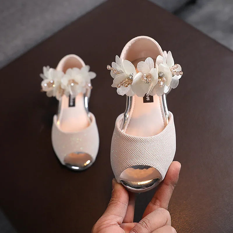 Girls Rhinestone Flower Shoes Princess Dress Pumps for Kids