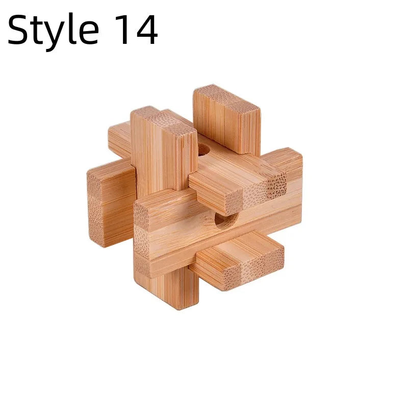 Wooden Kong Ming Lock IQ Brain Teaser Puzzle Toy