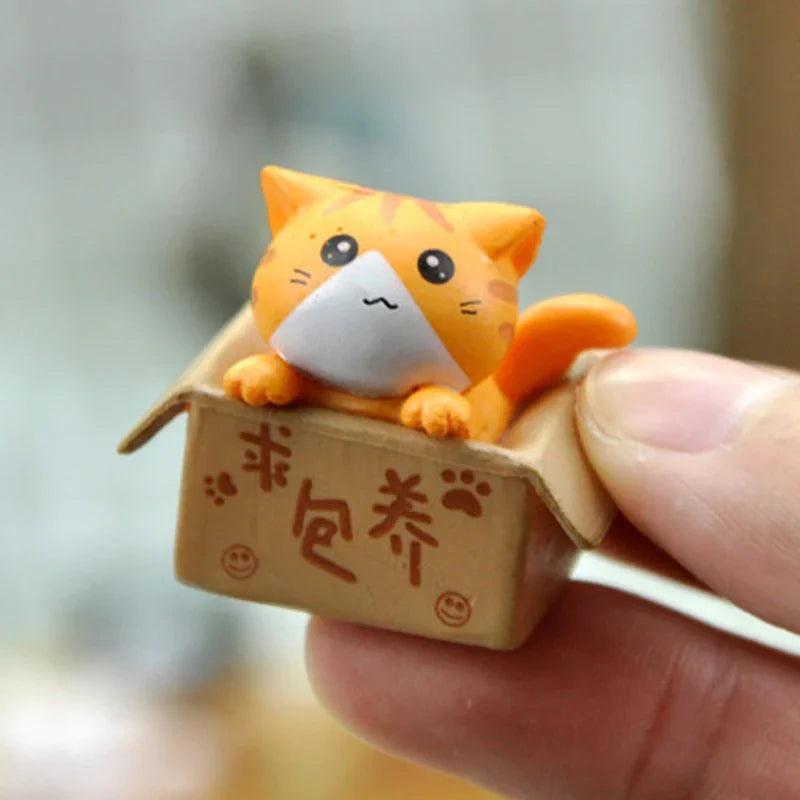Kawaii Mini Cat Ornament Garden Kitten Statue Gift For Kids Children Baby Room Decoration Toy Miniature Figurines Home Decor
