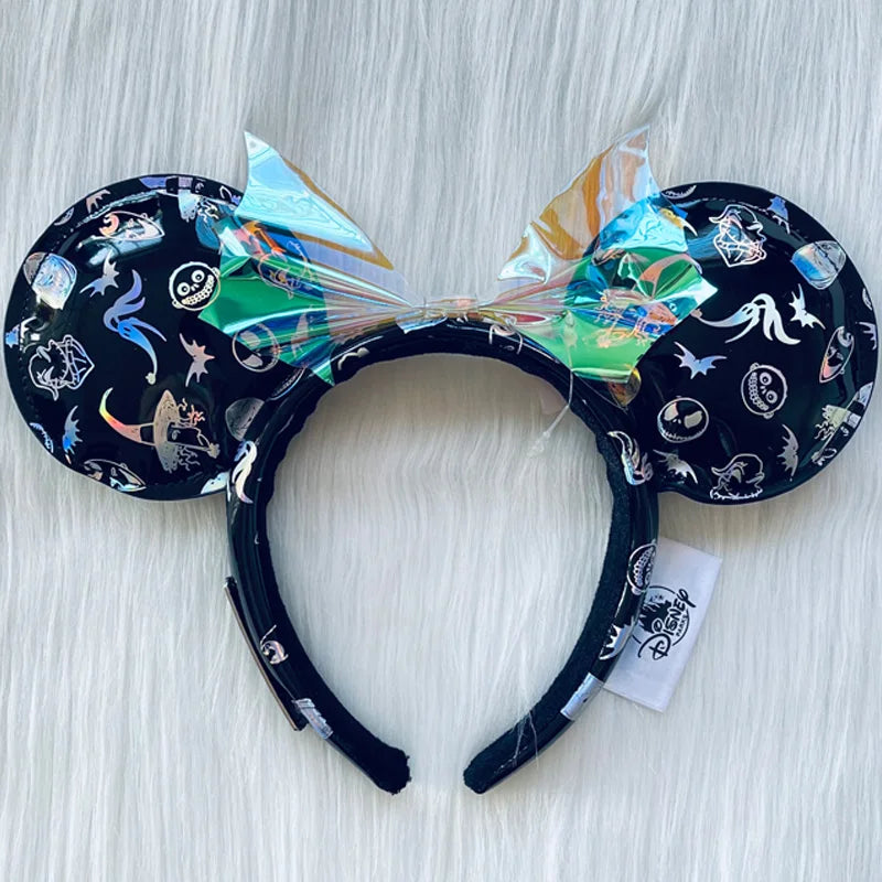 Disney Princess Headband Mickey Ear Rapunzel Sequin Bow Hair Hoop Birthday Gift Girl Accessories Halloween Gift Christmas Jack