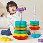 Montessori Baby Tower Game; Spinning and Stacking Rainbow Puzzle; Motor Skill Development; Kids Gift