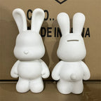 New DIY Paint Fluid Animal Bear Rabbit Lucky Dragon White Hand Painted Home Decoration Doll Toy Statue Deposit Can Handmade Gift
