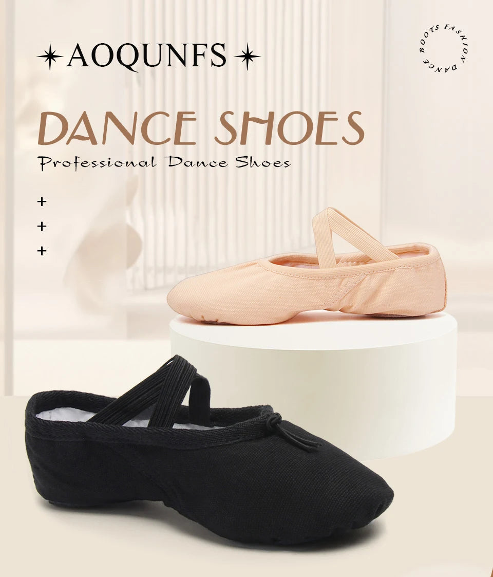 Canvas Ballet Shoes Split Sole Dance Slippers for Kids Adults