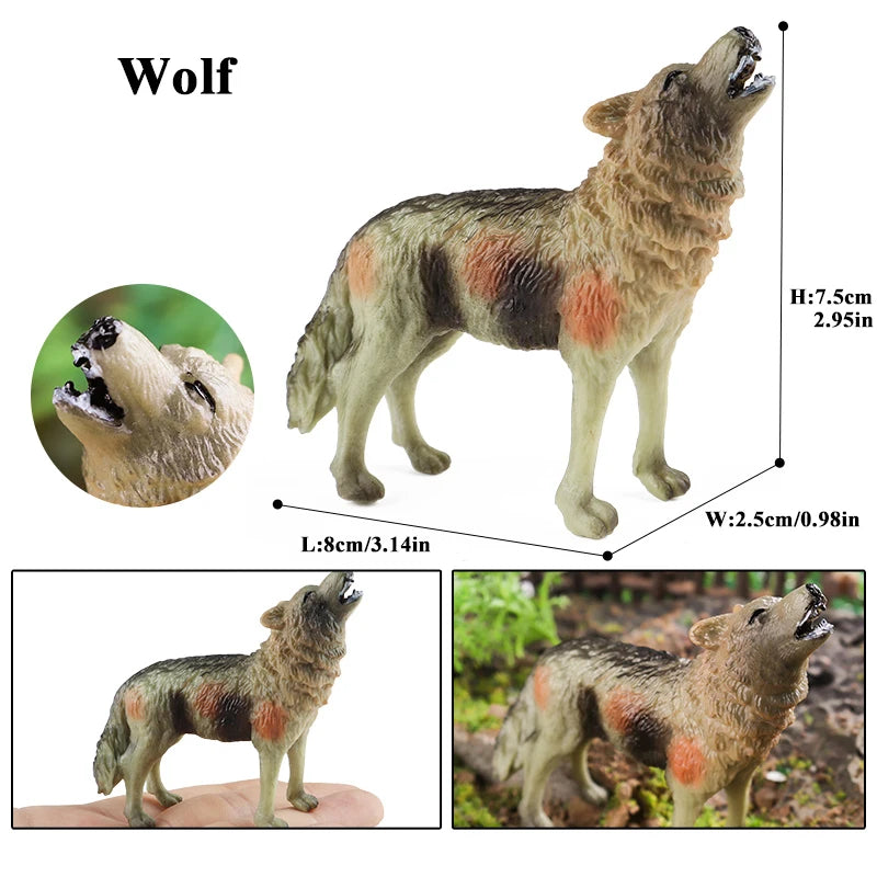 Oenux Wild Beast Animals Small Gray Wolf Maned Wolf Baby Wolves Simulation Model Action Figures Collection PVC Gift Kid Toy Gift