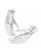 Michael Jackson Costume Accessories Set - Sequin Fedora Hat + Rhinestone Gloves + Aviator Sunglasses, Halloween Cosplay Party Dr