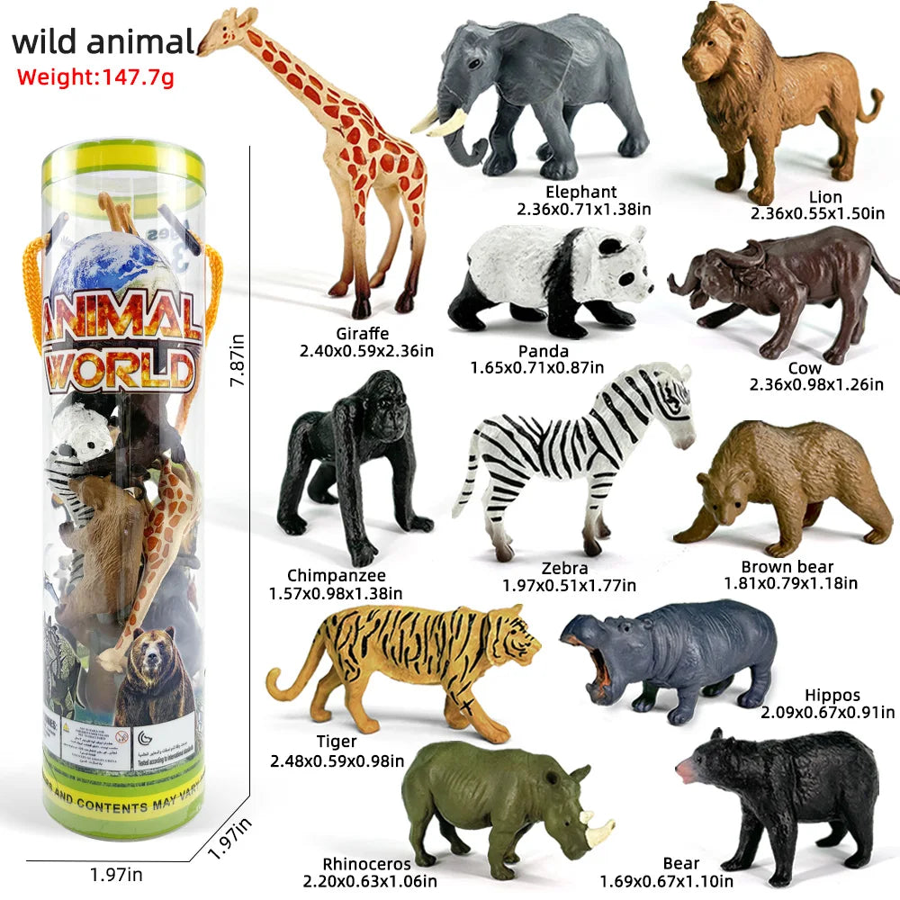 Miniature Lion Shark Horse Dinosaur Animals Model Set Action Figures Figurine Zoo Cute Education Kids Puzzle Toy Birthday Gift