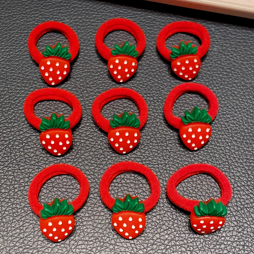 10pcs Multi-Color Strawberry Hair Ties Set Cute Design Girls Hair Accessories Enhances Daily Festive Styling Sweet Gift