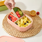 WORTHBUY Outdoor Portable Sealed Divided Food Container Detachable 3 Grids Plastic Lunch Box For Kids Student Microwave Safe