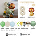 45pcs Lion Giraffe Balloon Cream White Number Birthday Balloon Set Jungle Animal Theme Birthday Party Decoration Suprise Gift