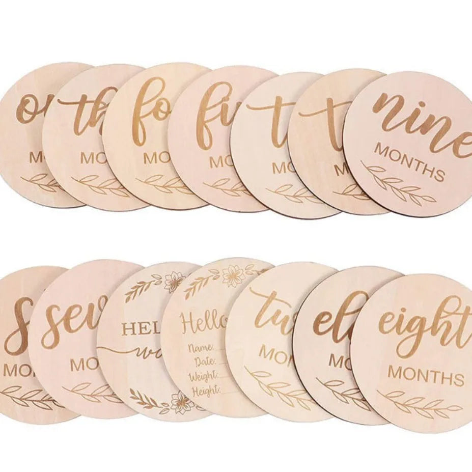7PCS Newborn Photography Props Wooden Monthly Milestone Cards Baby Shower Gifts for Boys and Girls Photography Accessories