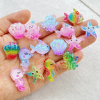 20Pcs Cute Resin Cartoon Shell, Starfish, small fish, seahorse, for Scrapbooking, Wedding Decor & DIY Jewelry Making Accessories