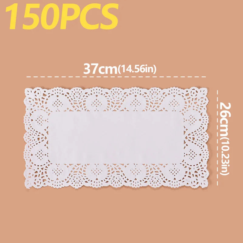 150Pcs Kitchen Fried Food Special Flower Bottom Paper Oil-absorbing Paper Baking Cake Pizza Snack Round Household Lace Paper Pad