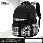 Protecting The Spine Ergonomics Elementary School Students Girls Checkered Backpack Large Capacity Lightweight Waterproof