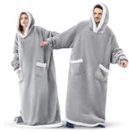 150cm Super Long Flannel Blanket Cold-proof Nightgown Pyjamas Sleeves Winter Hoodies Sweatshirt Women Men Pullover Fleece Giant