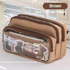 Clear Transparent Pencil Case, Large Capacity Multifunctional Stationery Storage Bag for School Students, Durable & Convenient