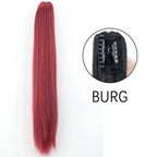 Synthetic Long Straight Claw Clip On Ponytail Hair Extensions 24Inch Heat Resistant Pony Tail Hair piece For Women Daily Party