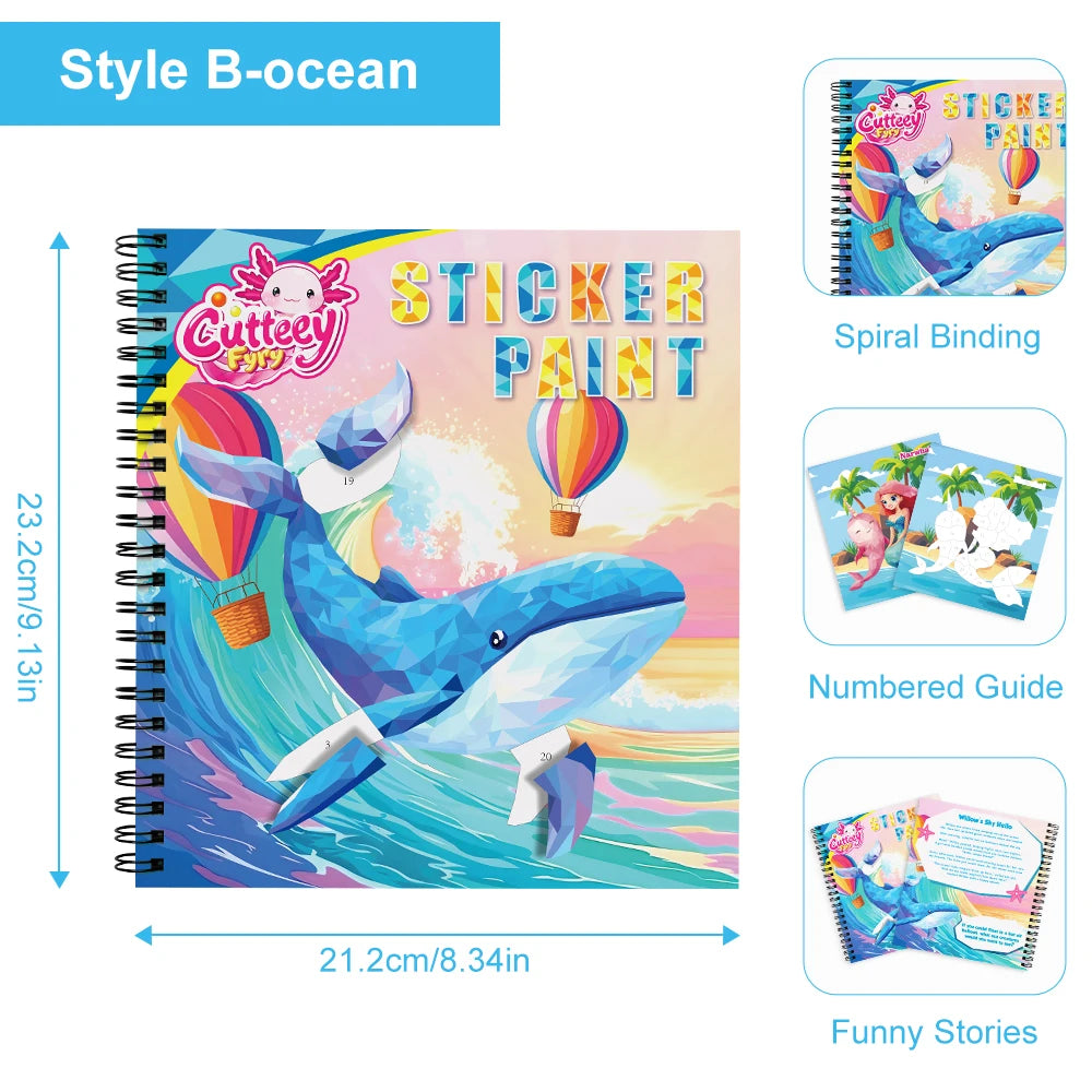 1/2PCS CutteeyFyry Sticker Book By Number Unicorn Stickers Paint Book For Kids Paint by Number Sticker Book Keep Kids Busy