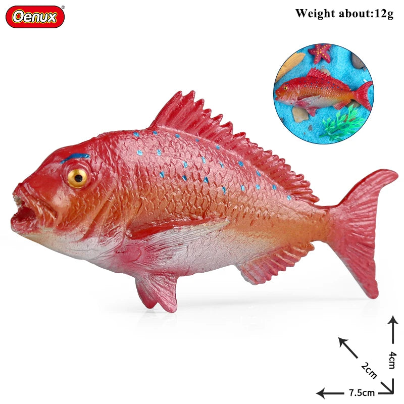 Oenux Sea Life Animals Coral Octopus Nautiloidea Crab Starfish Ocean Model Action Figures Educational Collection Toy Kid Gift