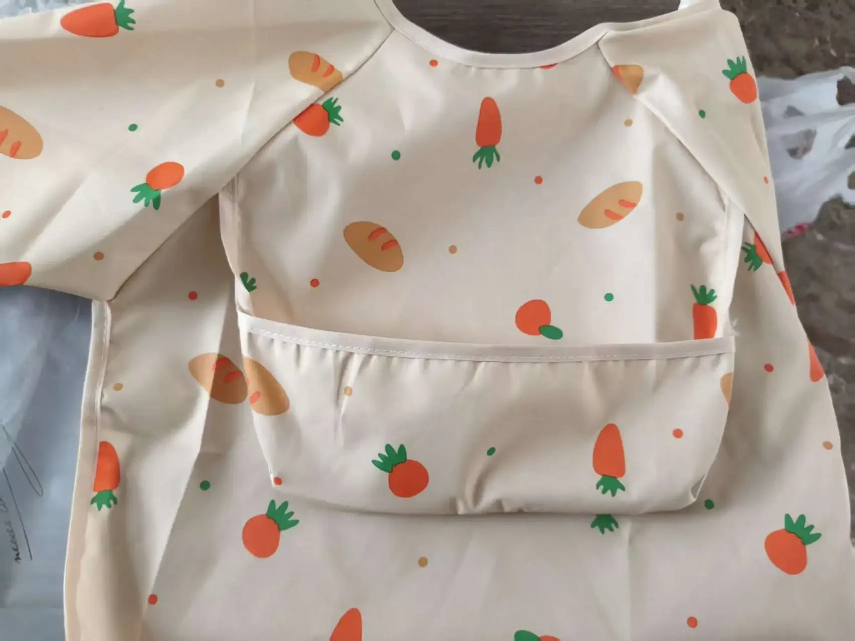 1PC Child Feeding Bib Waterproof Long Sleeve Apron Rice Pocket Feeding Blouse Toddler Bibs Children's Summer Thin Feeding Smock