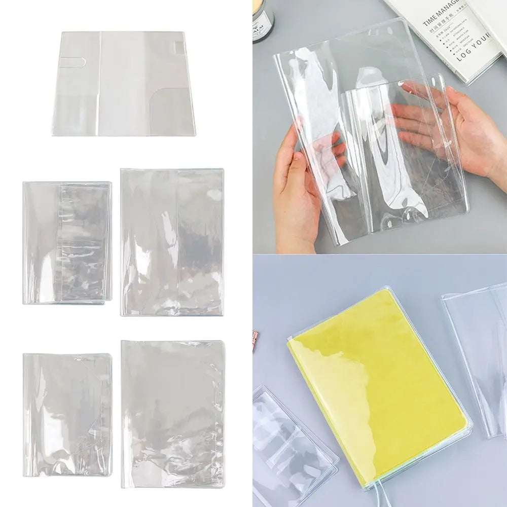 PVC Durable A5/A6 Notebook Protective Sleeve PVC Waterproof Book Cover Transparent Binder Protective Cover Diary