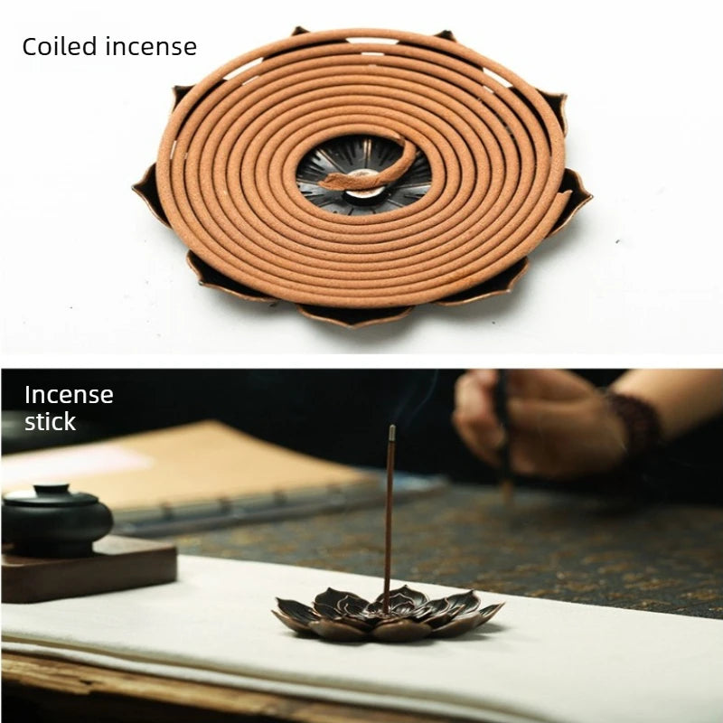 New 1PC Alloy Incense Burner Stick Holder Plate Buddhism Lotus Censer Bronze Nasturtium Incense Burner