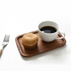 Cross-border Spot Japanese Solid Wooden Tray Meal Inventory Heart Plate Rectangular Walnut Color Dessert Fruit Plate Fruit Dish