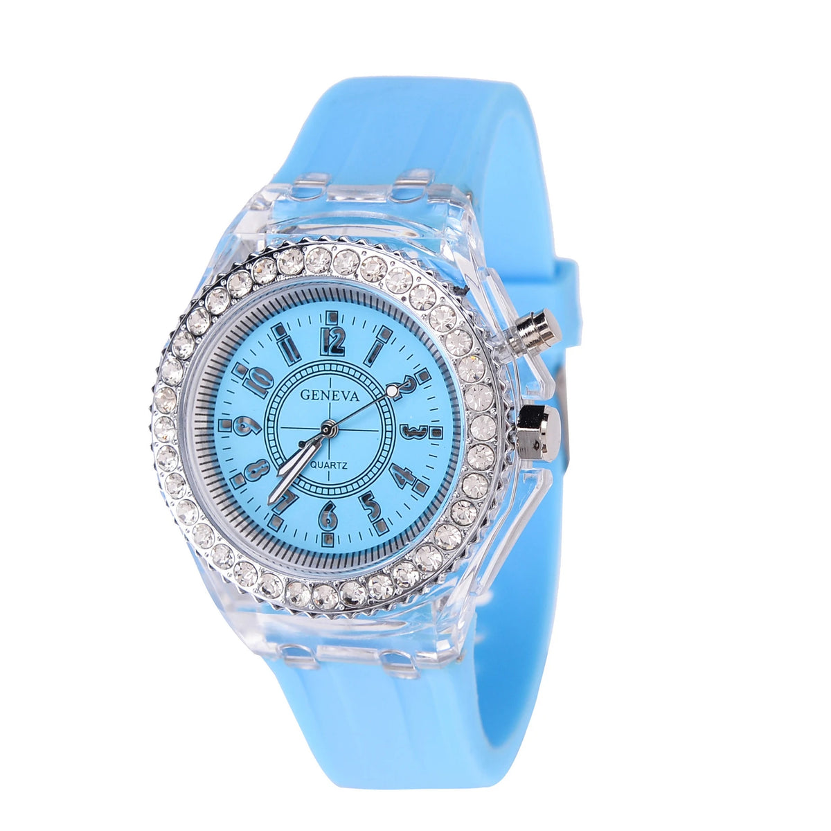 LED Light Flash Luminous Watch – Silicone Rhinestone Wristwatch