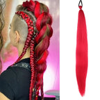 LUPU Synthetic Ponytail Extension with Elastic Tie Hair Band 26" Long Straight Colored Braiding Ponytail Ombre Pink Purple Blue