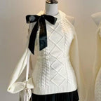 Preppy Style Sweet Knitted Sweater 2000s Aesthetic Gyaru Chic Korean Y2k Jumper Sweater Long Sleeve Coquette Knitwears
