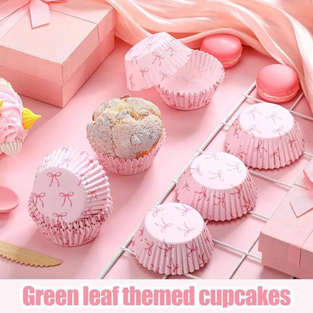 Pink Bow Cupcake Liners Coquette Bow Cupcake Wrappers Baking Cups for Baby Shower Wedding Bridal Showers Birthday Party Decors