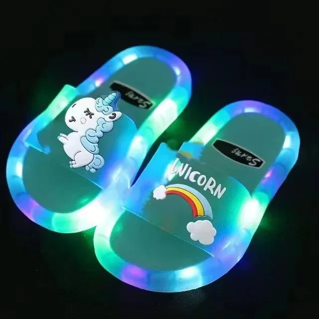 Kids Cartoon Unicorn Slippers Lighted Cute Toddler Shoes