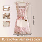 1/2/5pcs Lovely Canvas Apron Female Household Kitchen Cooking Antifouling Breathable Wear Cleaning Suitable