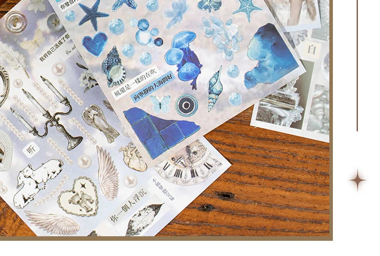 TIANZI 30/60 Sheets Cute Die cut Stickers book Retro Cartoon Handmade Scrapbooking Handbook Material Phone Stickers Kids Gift