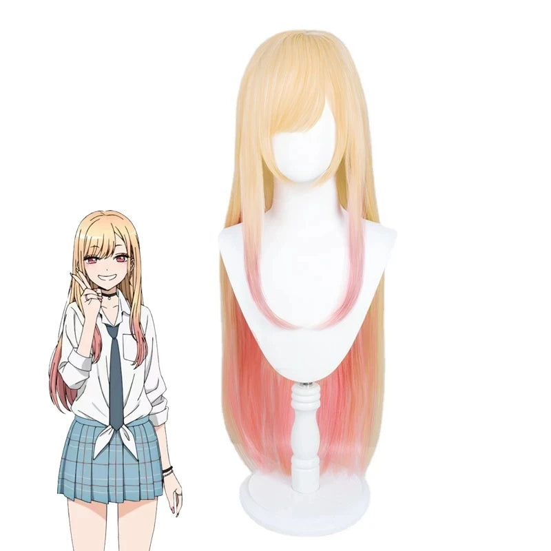 Long Blonde Dye Pink Cosplay My Dress-Up Darling Marin Kitagawa Wig Halloween Costume Wigs for Women