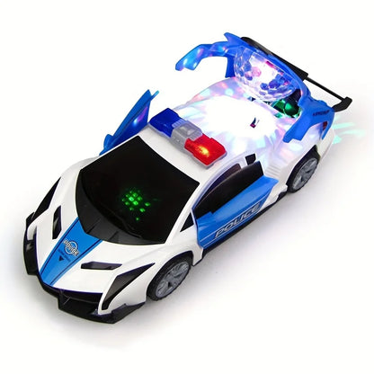 360° Rotating Police Car Toy – Sound, Light & Educational Vehicle Toy