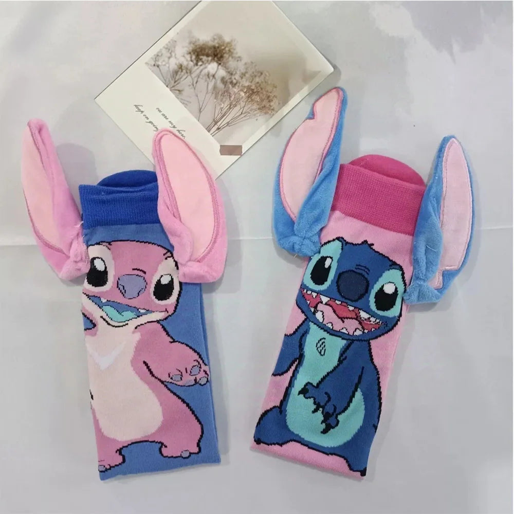 New Style Funny Disney Stitch Cartoon Anime Cartoon Character Personalized Novelty Socks Men Women Breathable Cotton Stocking