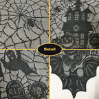 1 Pcs of Halloween Lace Tablecloth Spider Web Skull Pattern Rectangular Shape for Party Decoration Haunted House Pumpkin Design