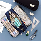 Large-Capacity Three-Layer Oxford Cloth Pencil Case with Versatile Functions, Suitable for Both Student and Office Scenarios.
