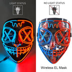 Wireless Halloween Neon LED Purge Mask Masque Masquerade Party Masks Light Grow in the Dark Horror Mask Glowing Masker