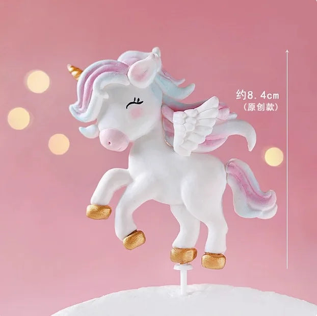 Pink Unicorn Birthday Cake Decorations Rainbow Unicorn Butterfly Cake Toppers Girls Happy Unicornio Birthday Party Cake Decors