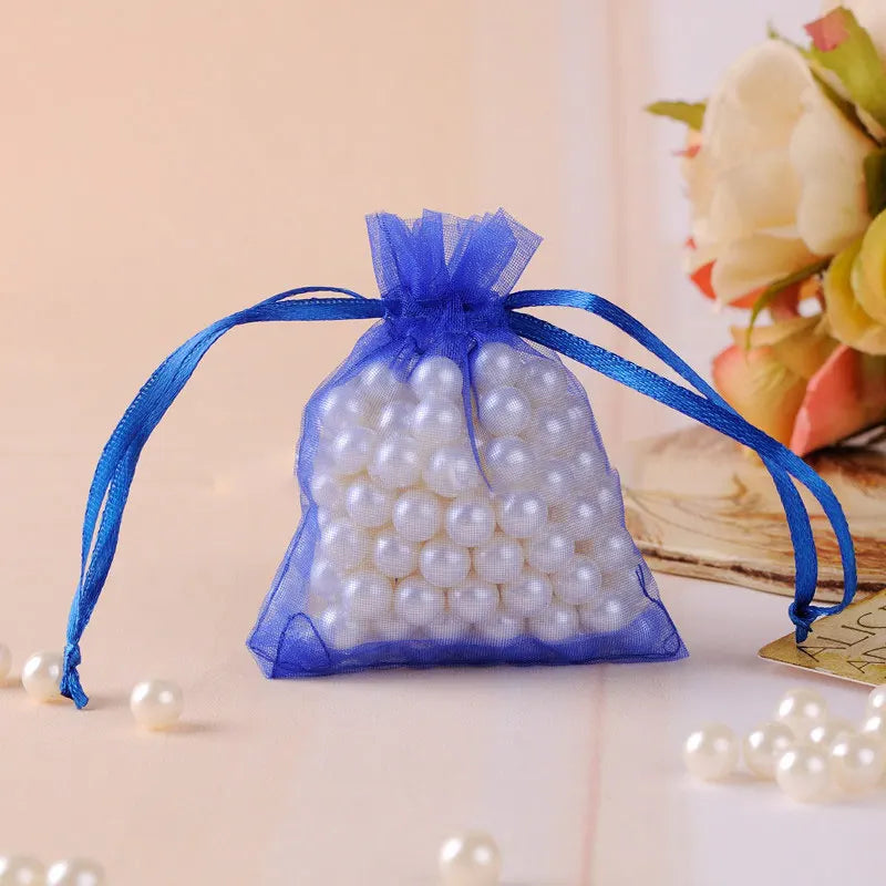 100pcs 7x9cm 10x12cm Colorful Organza Bag Packing Bag Sachet Organza Gift Bags For Jewelry Wedding Party Decor Drawstring Pouche
