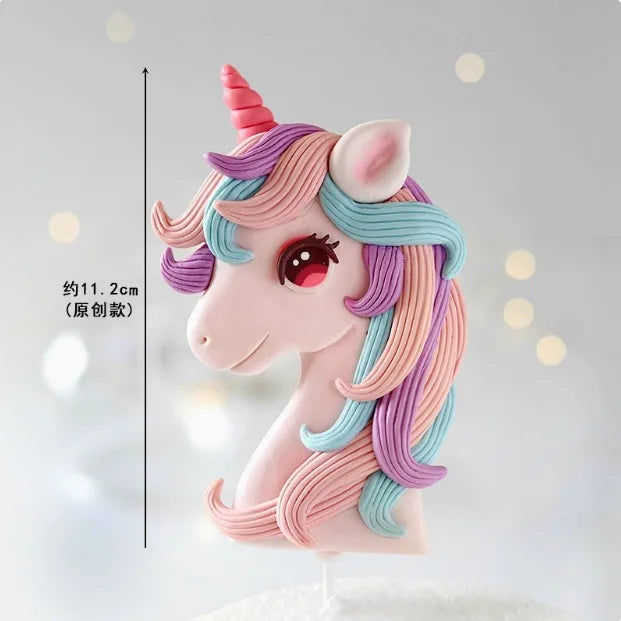 Pink Unicorn Birthday Cake Decorations Rainbow Unicorn Butterfly Cake Toppers Girls Happy Unicornio Birthday Party Cake Decors