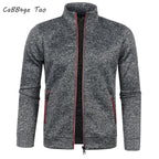 Autumn and Winter Men's New Long Zipper Color Block Sweater Sleeves Thin Plush Sweater Jacket Casual Slim Fit Comfortable Coat